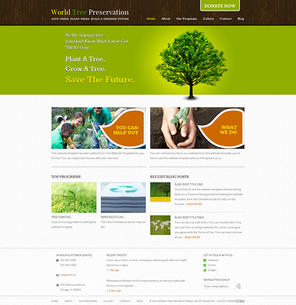 绿色环保英文网站模板