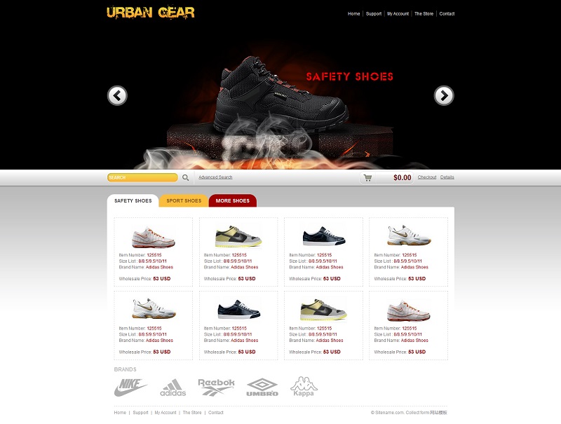 精品漂亮的运动鞋购物商城网站模板