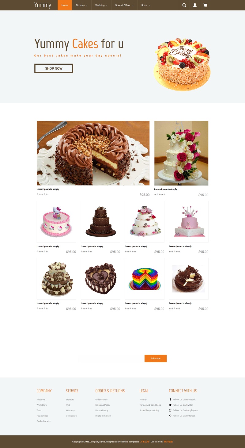 蛋糕网店O2O在线商城bootstrap模板