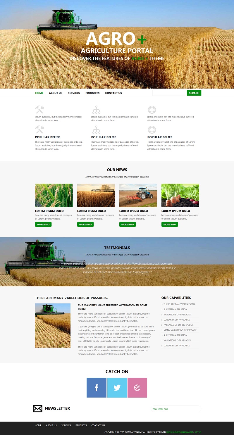 自适应响应式绿色麦田收割CSS3网站模板