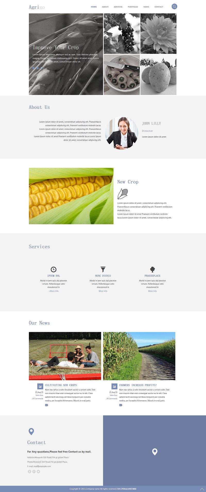 玉米种植研究院HTML5模板是一款适合农作物养殖HTML5企业网站模板下载