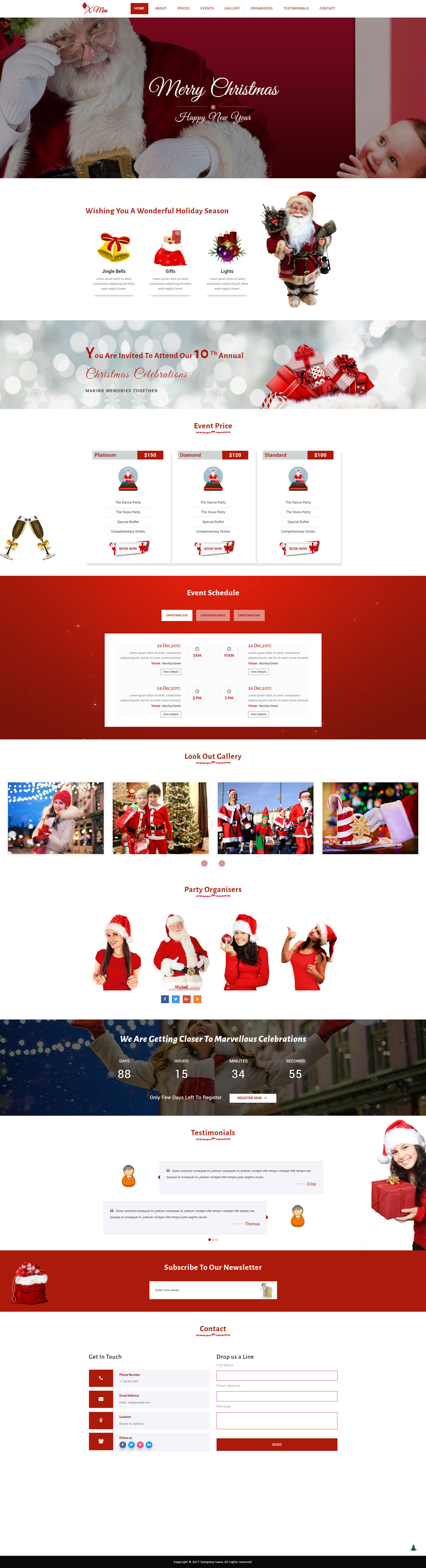  Bootstrap圣诞红色专题模板响应式网站模板 - Xmas 