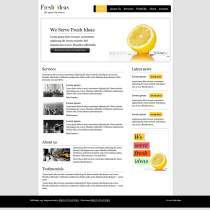 新鲜创意灰色底纹黄色水果html5模板