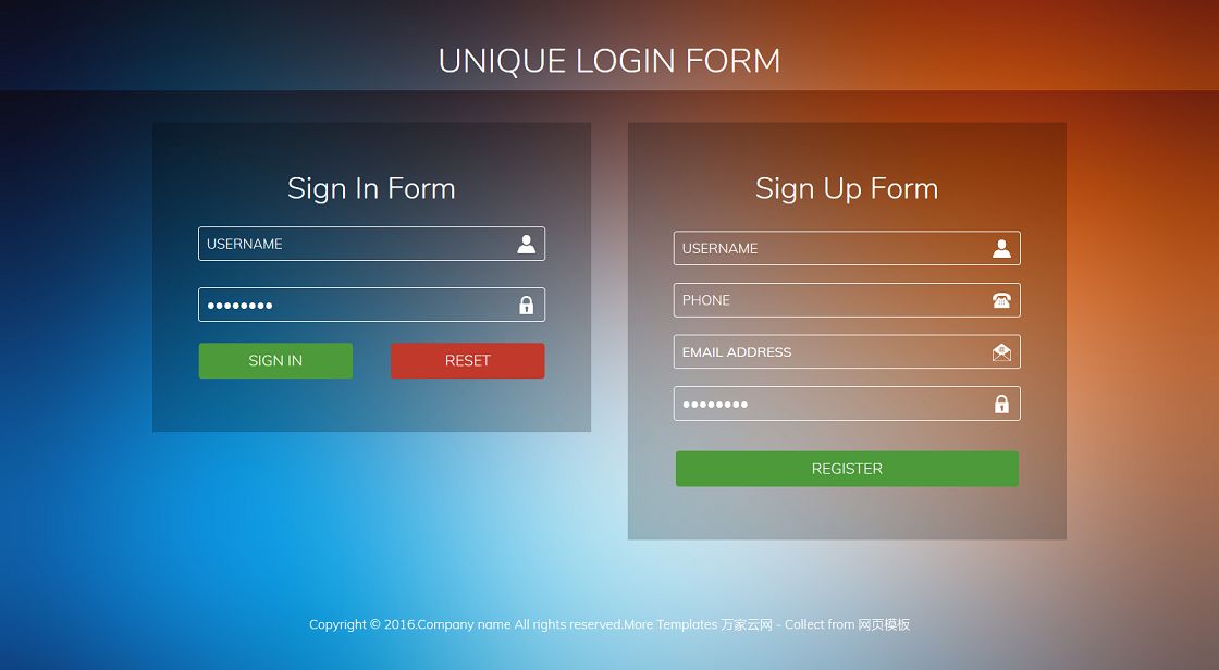 Sign Form html5登录模板