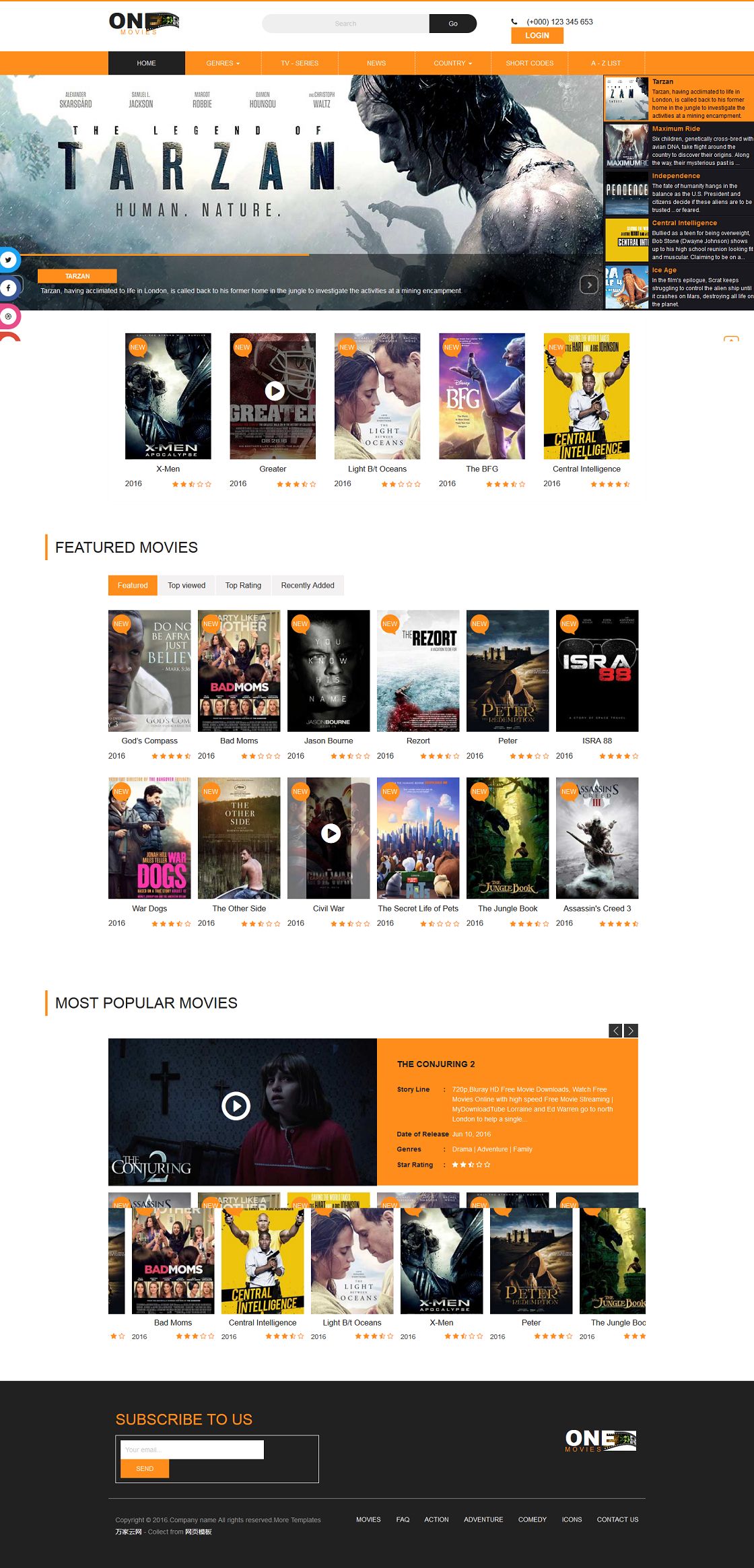 橙色漂亮Movie电影门户网站模板【精品】