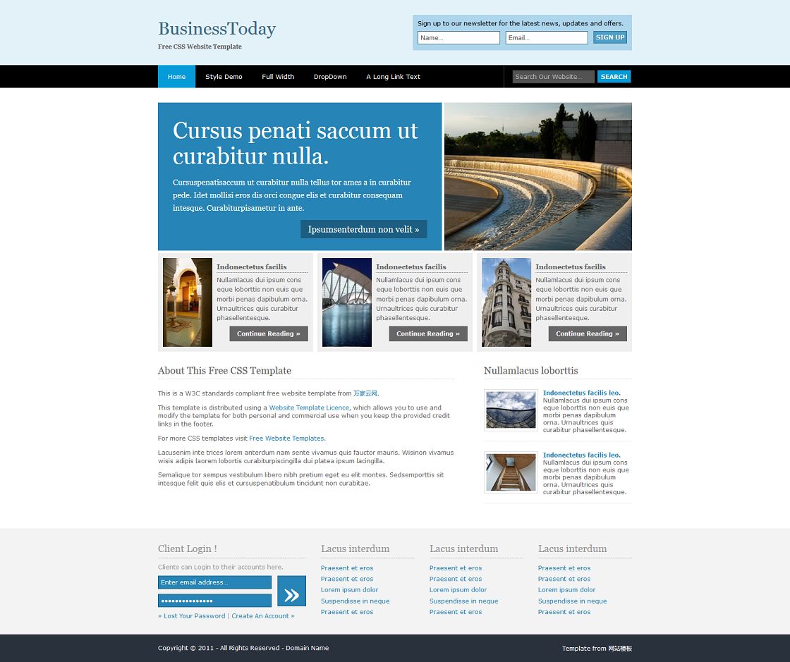 纯蓝色商务风格企业网站模板