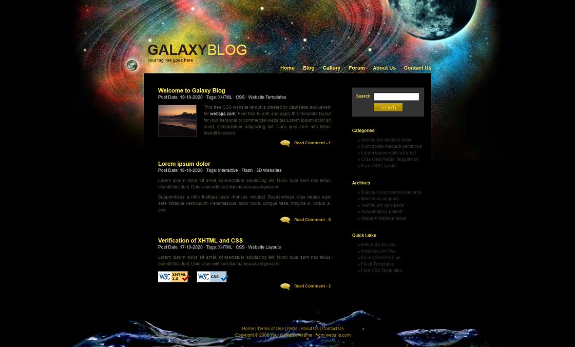 个性星球背景网页模板