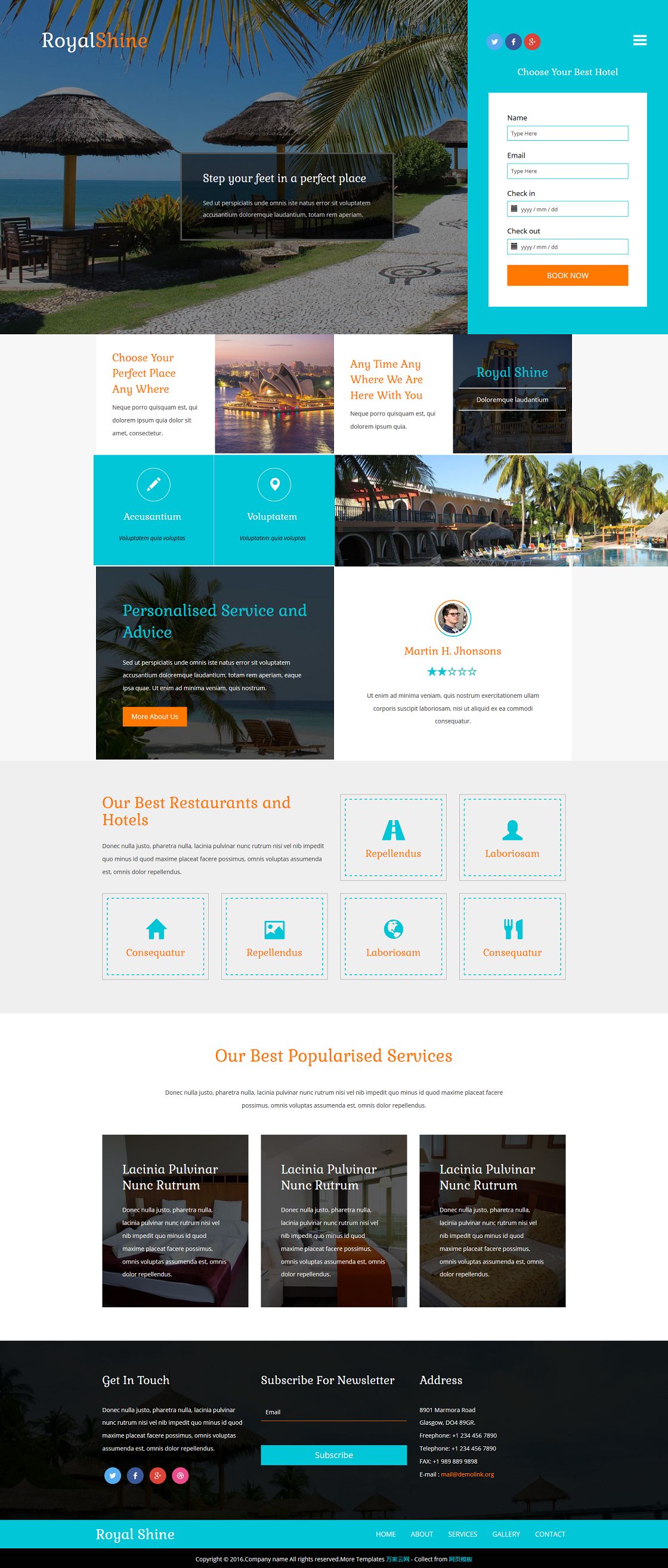 海滨旅游度假圈酒店服务企业网站模板