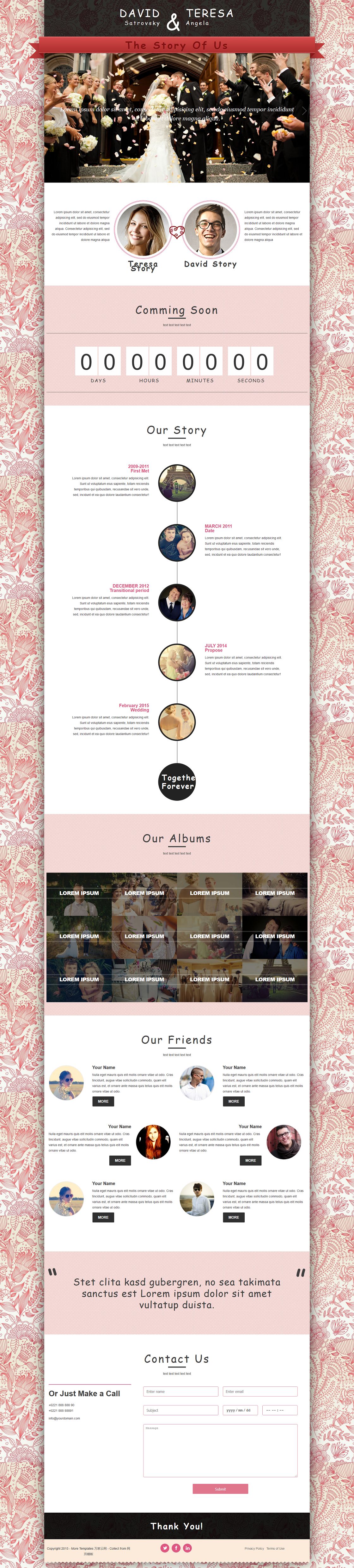 粉色花纹背景婚庆公司企业网站模板