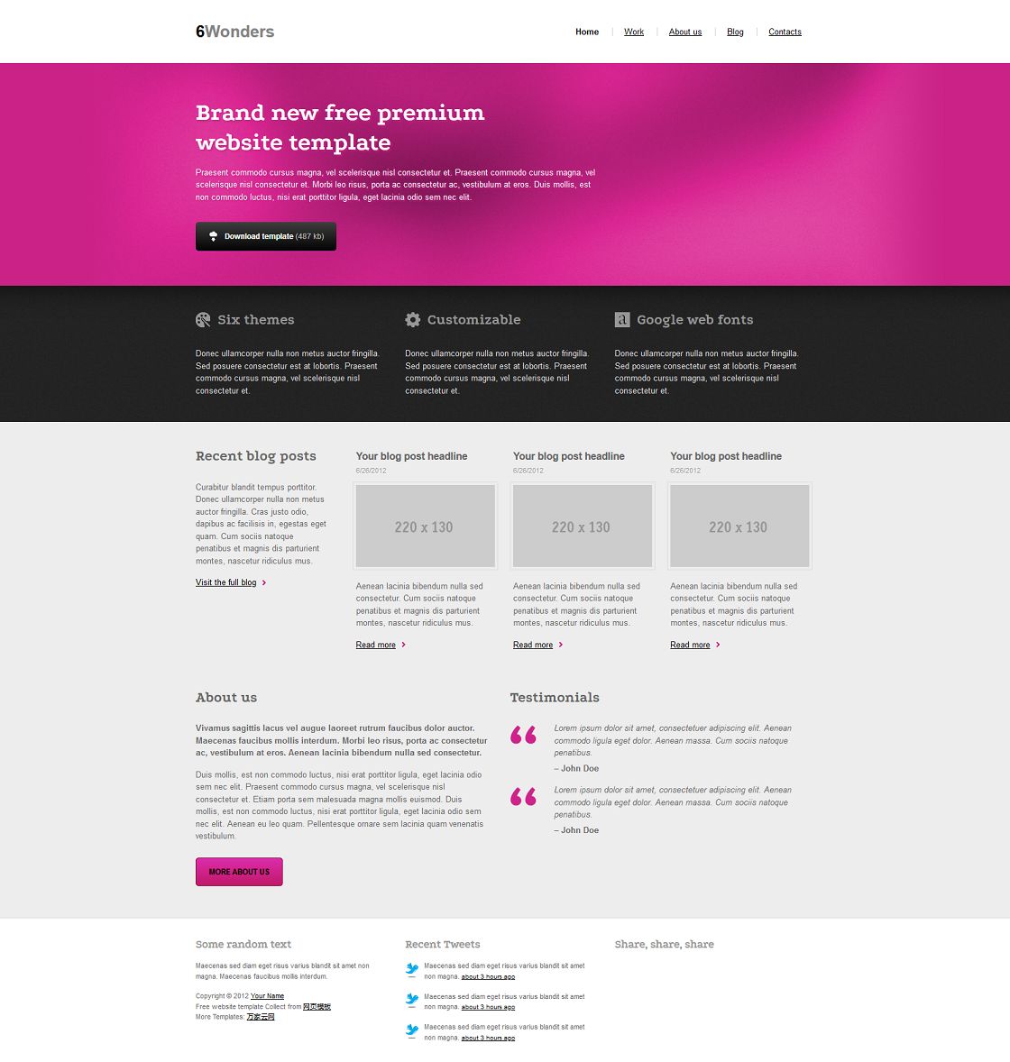 精美漂亮的软件企业网站模板(粉红色)