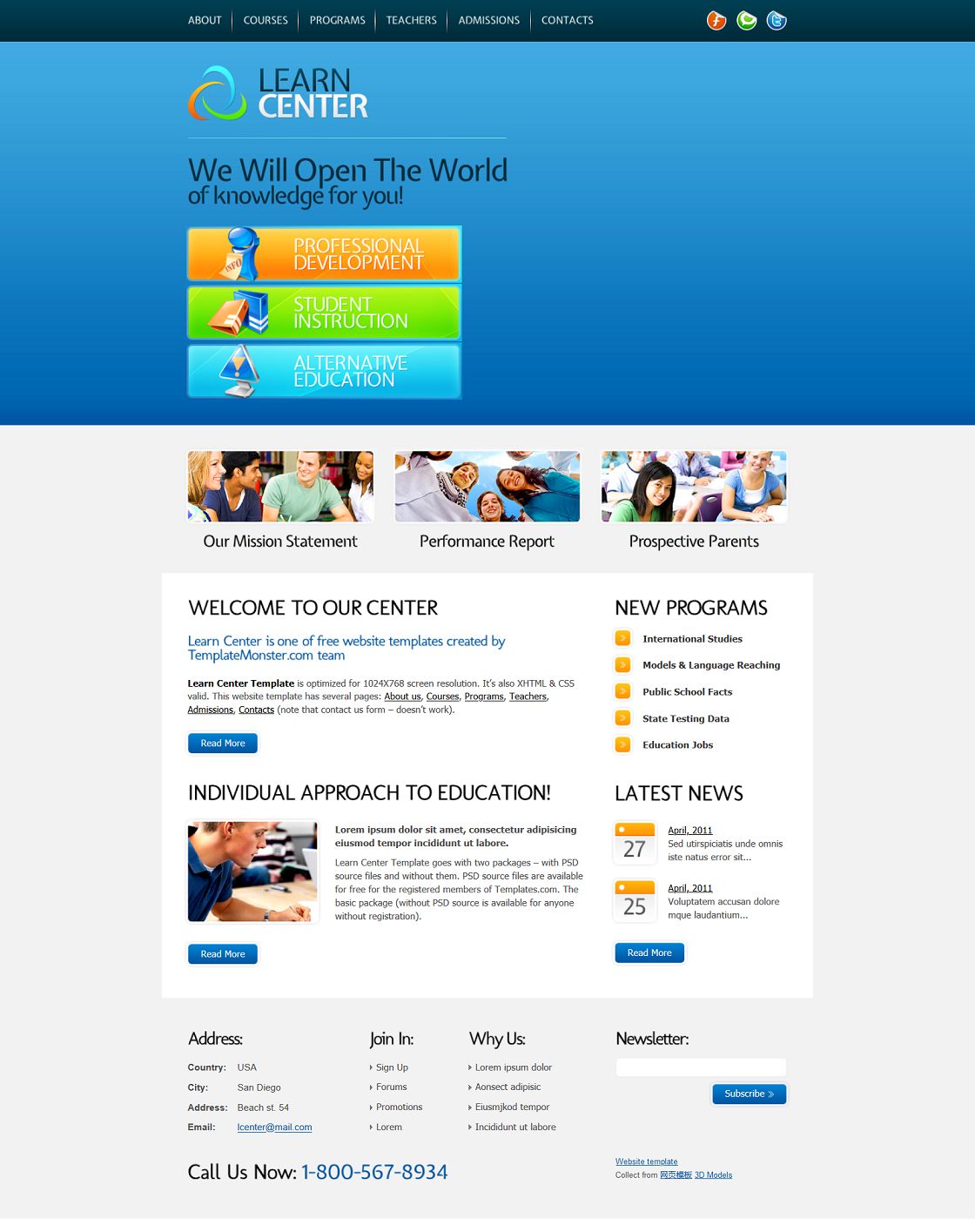 蓝色全球化商业html5企业网页模板