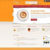 橘色精美漂亮的咖啡官网企业模板