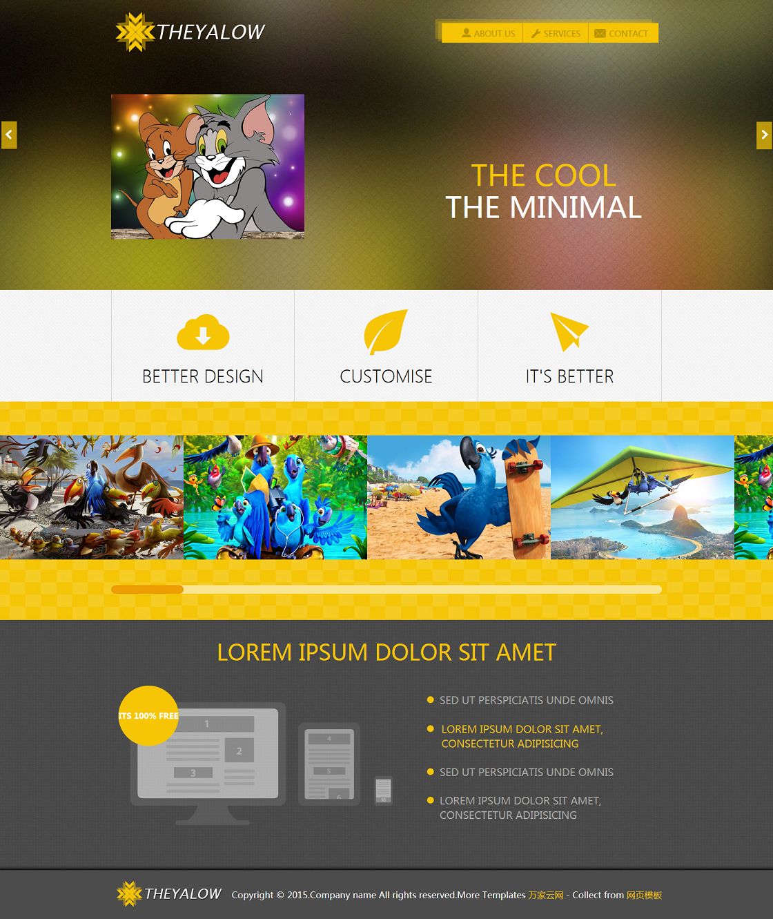 黄色质感动漫动画制作公司网站模板