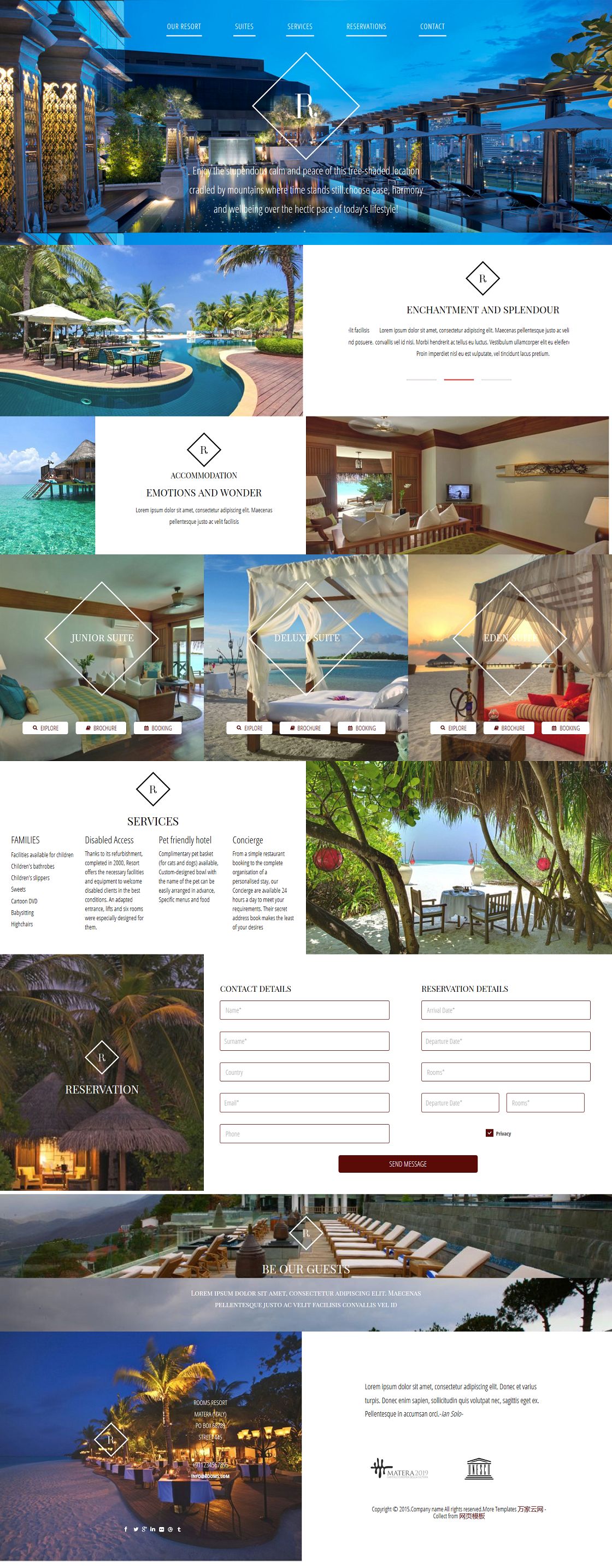 豪华海景房旅游度假酒店网站模板