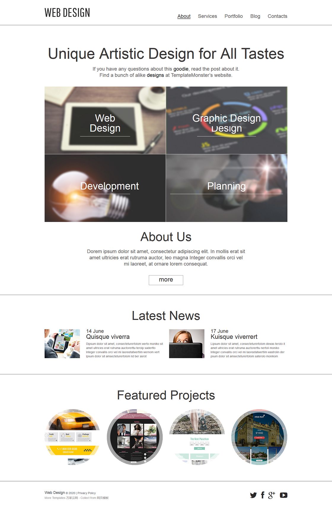 极简设计风web design企业网站模板