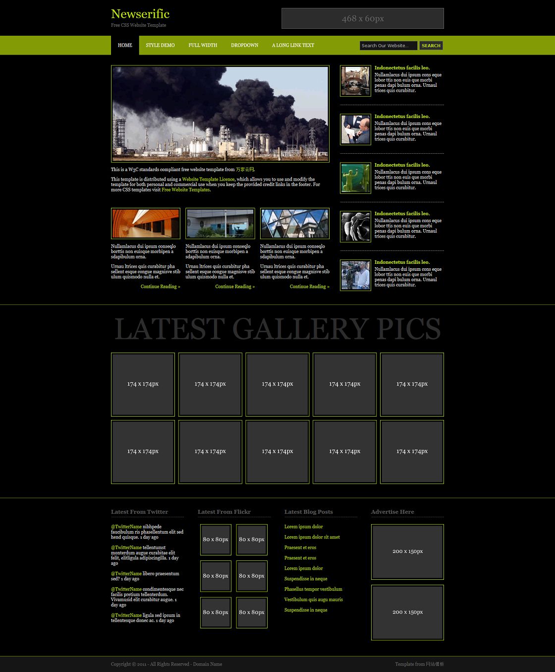黑绿色图片新闻网站模板