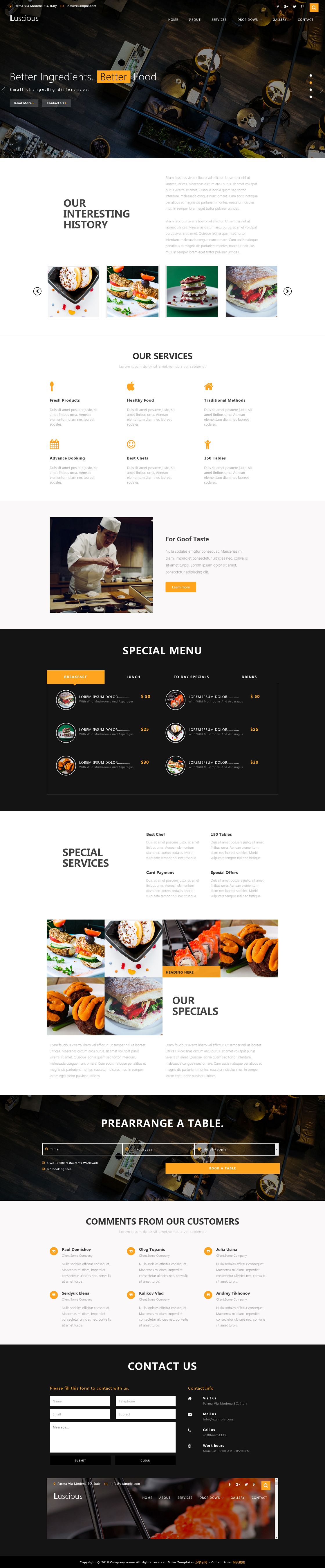 黑色美味休闲餐厅响应式html5模板