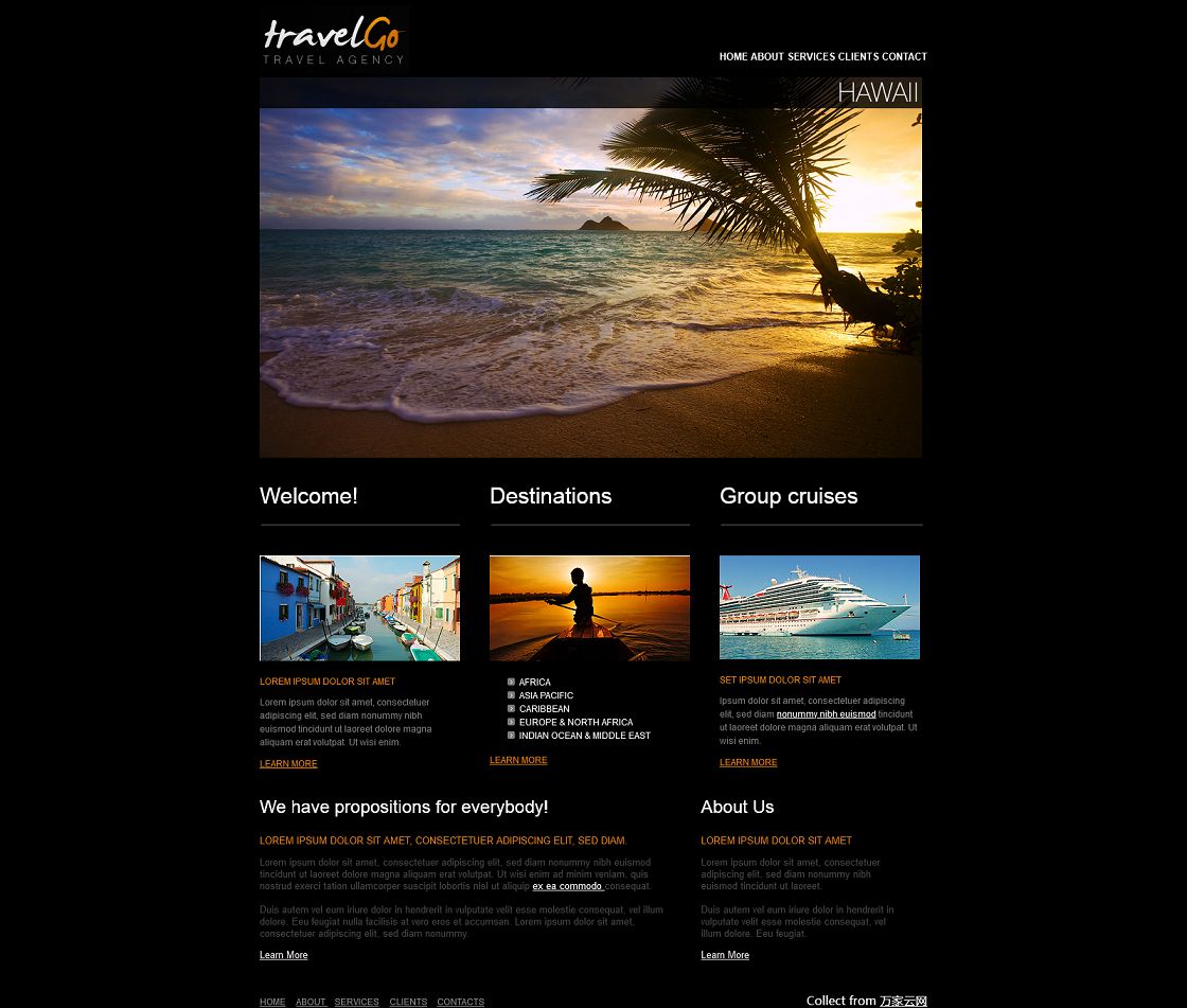 黑色海边风情旅游度假企业模板下载