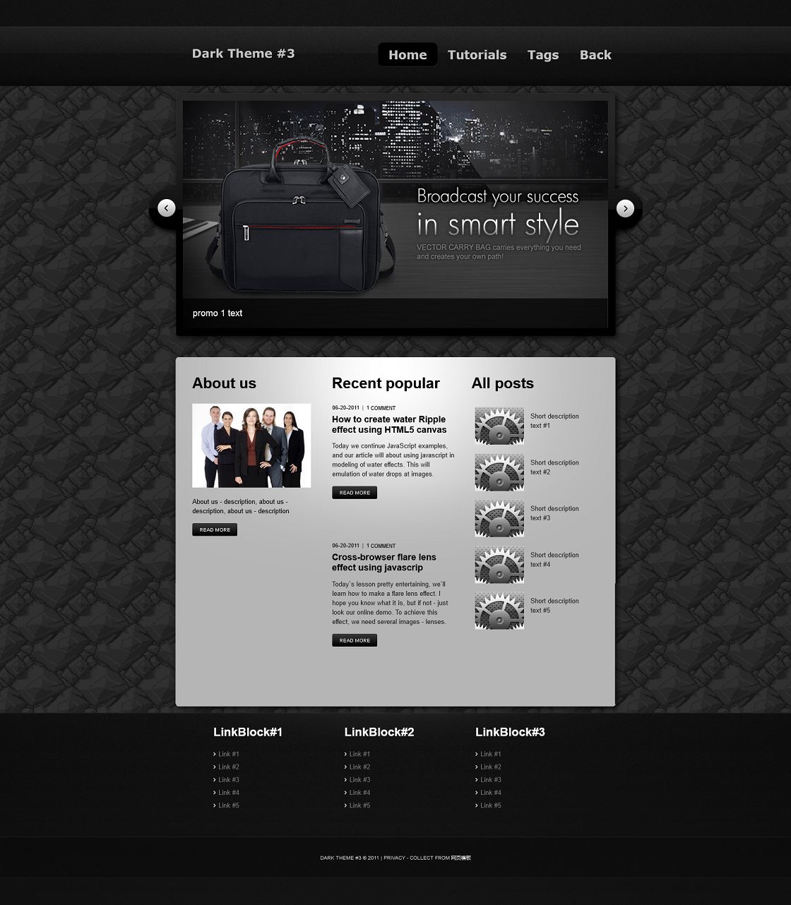 黑色简单设计展示个人博客模板