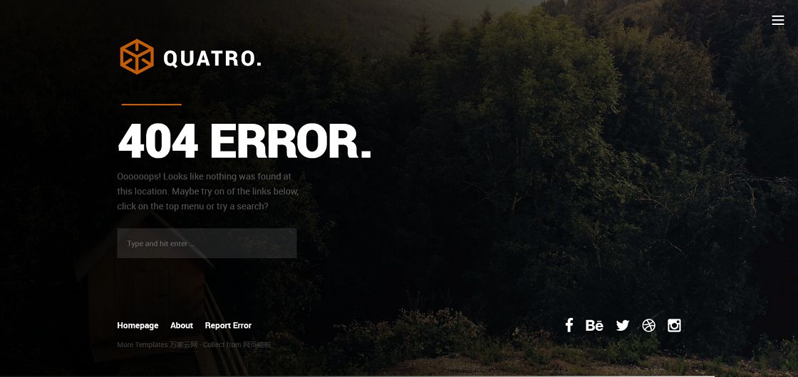 黑色全屏背景幻灯404页面html5模板