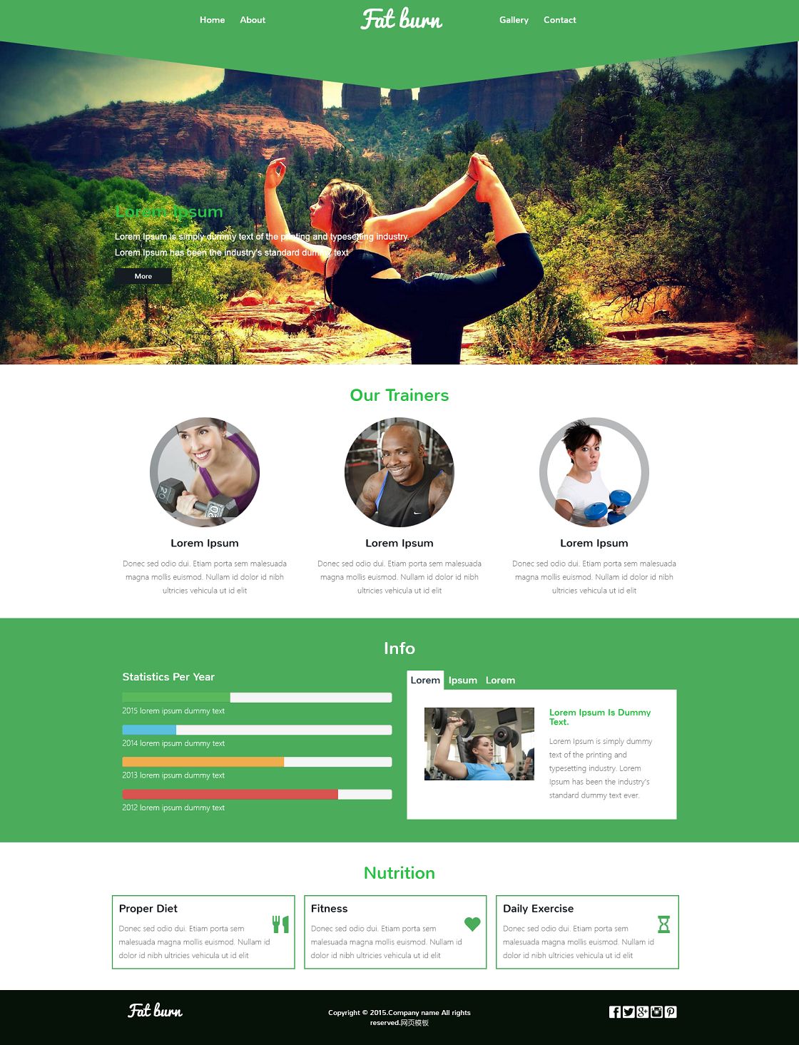 绿色瑜珈运动馆响应式网站模板
