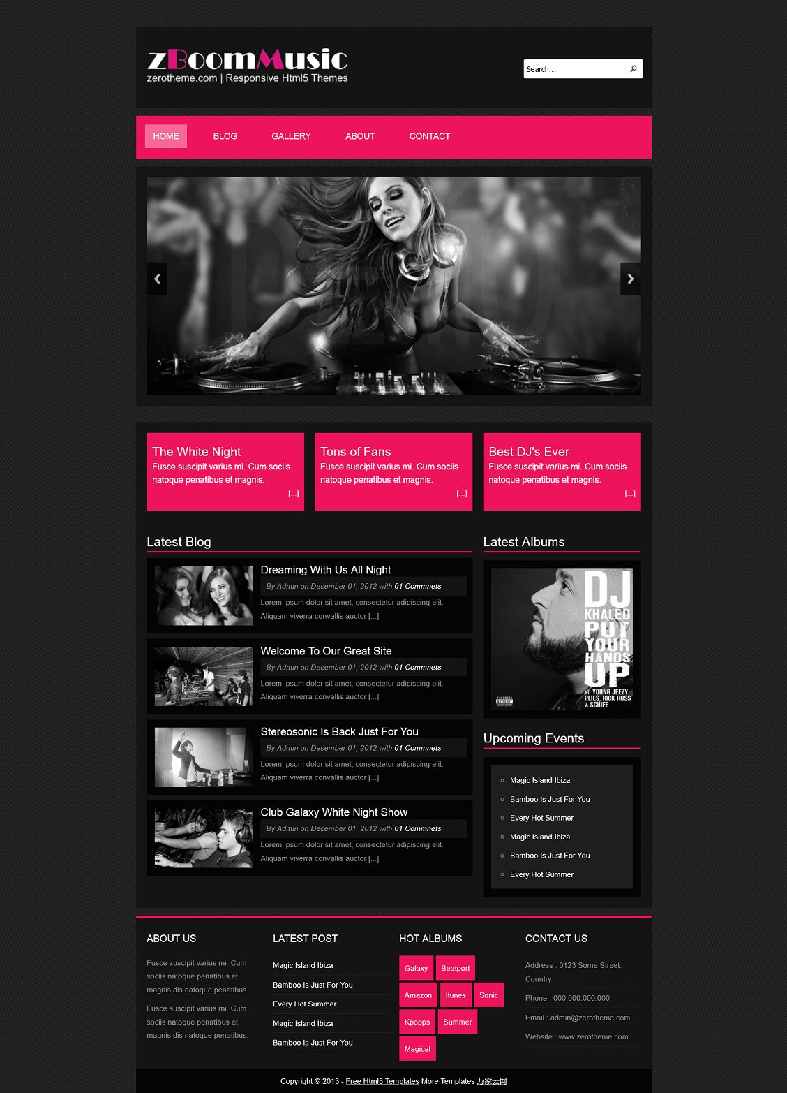 紫色纹理漂亮音乐俱乐部手机网站模板