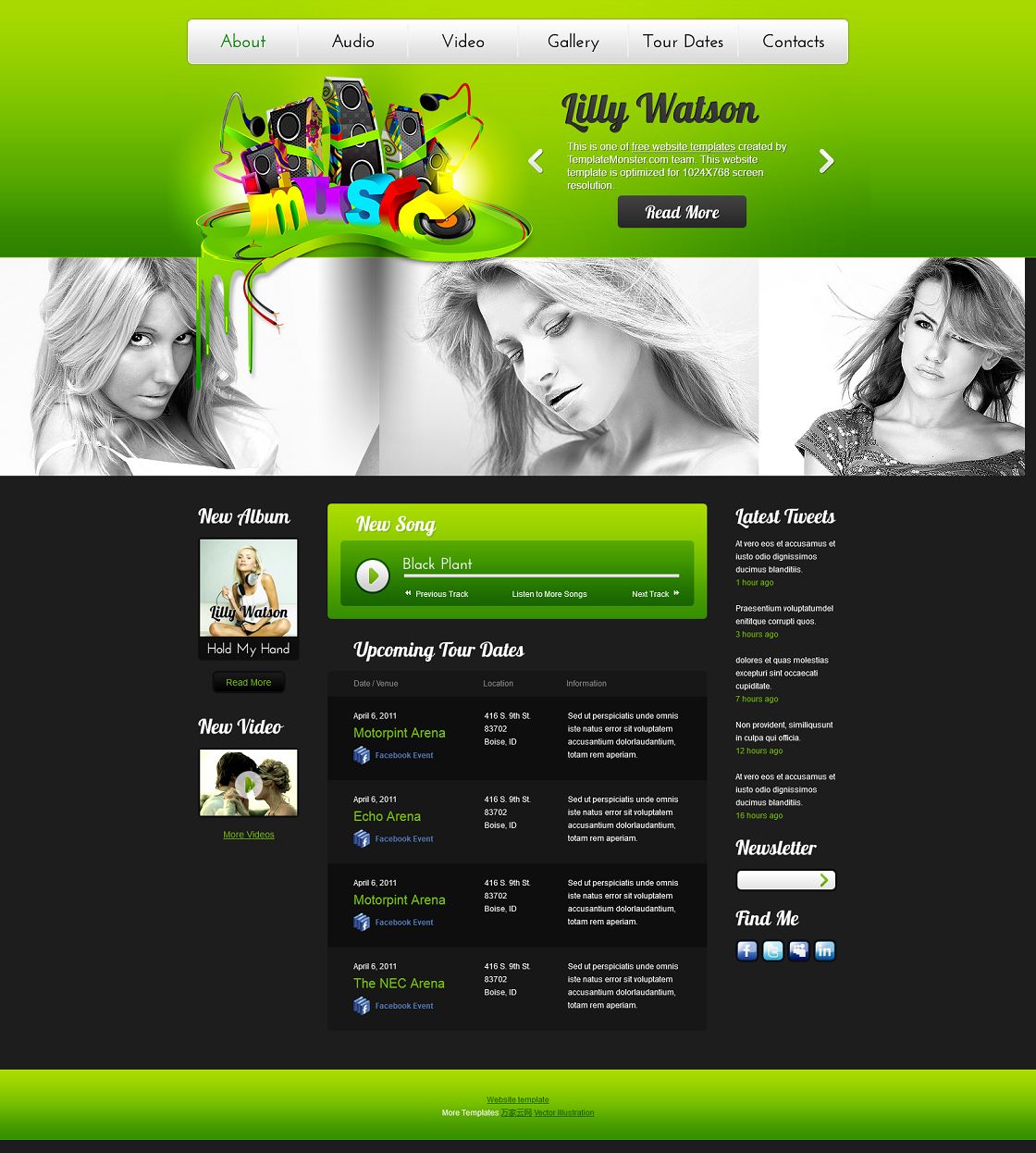 绿色质感漂亮的音乐网站模板下载