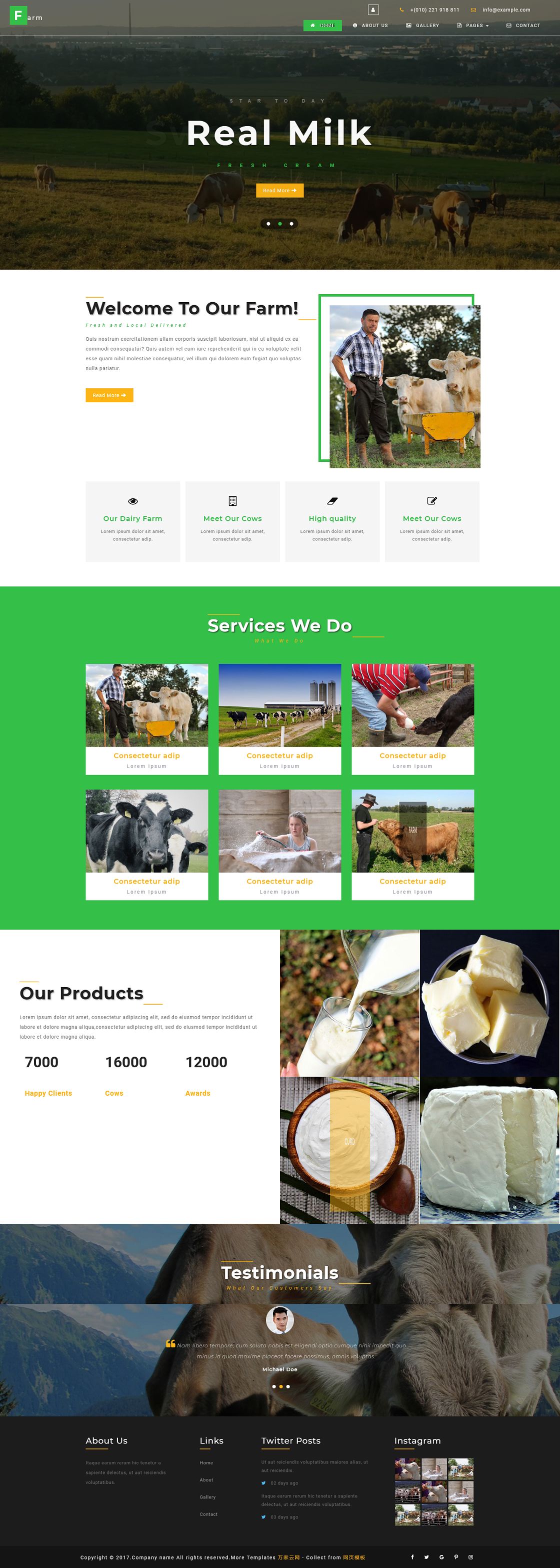 Farm 绿色高山奶牛农场响应式企业模板