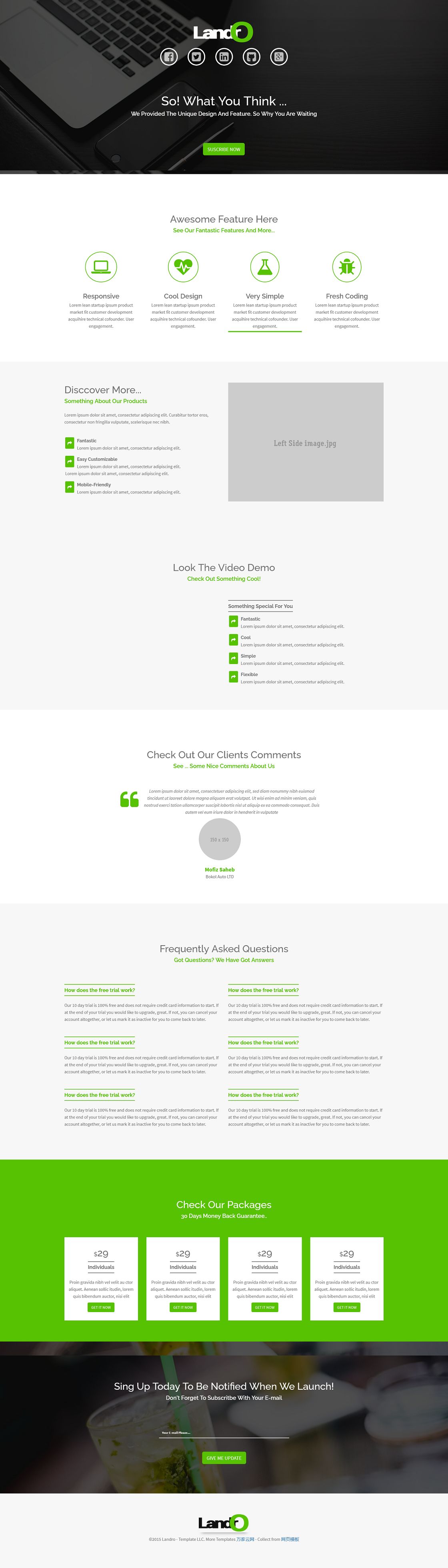 绿色Responsive引导页html5模板